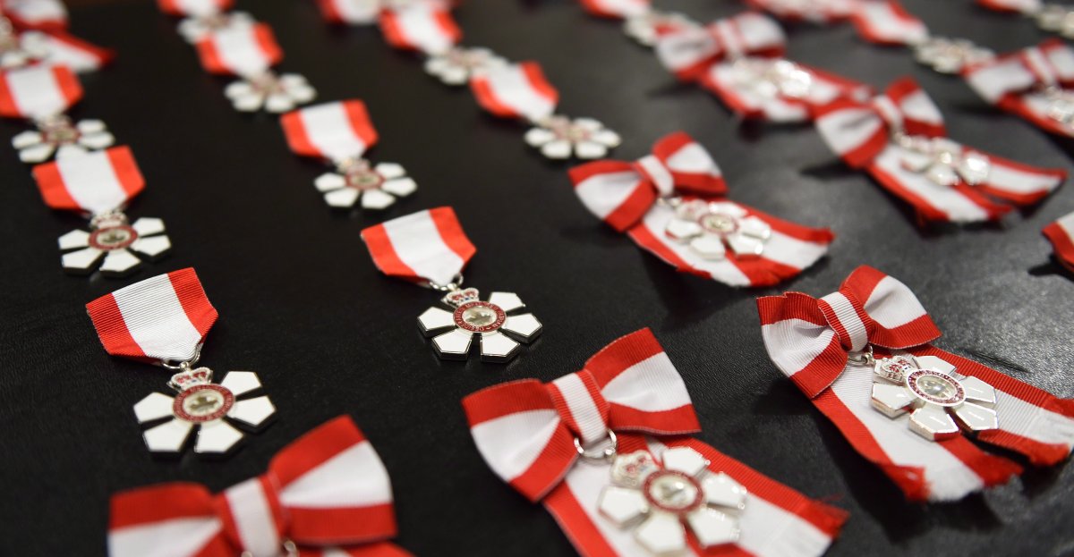 FILE. The Order of Canada medals were displayed during an investiture ceremony at Rideau Hall in Ottawa on Wednesday, September 23, 2015. 