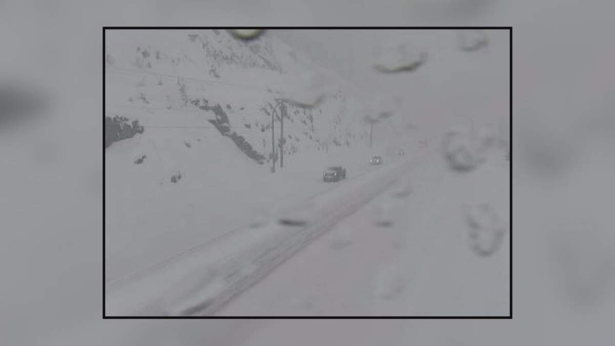Conditions on Highway 5, about 7 kilometres north of the Zopkios brake check on Monday afternoon.