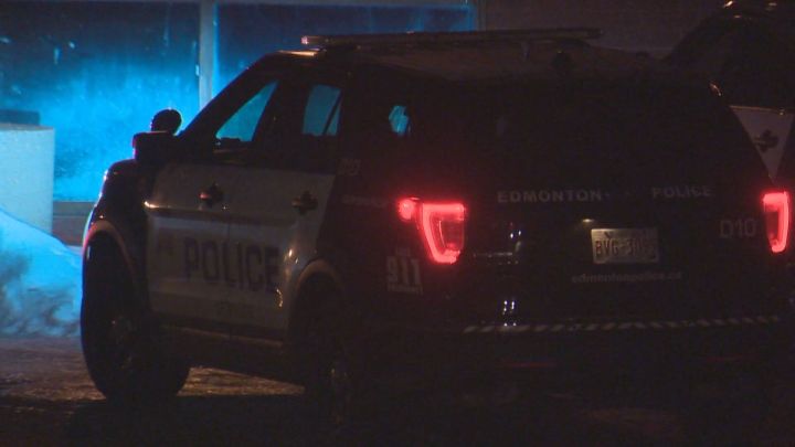 File: An Edmonton Police Service vehicle at night.