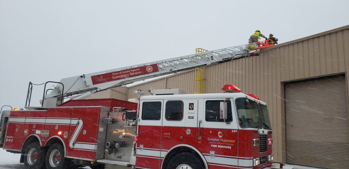 Crews were called to the Goodyear plant in Napanee, Ont., Wednesday morning to battle a rooftop fire. 