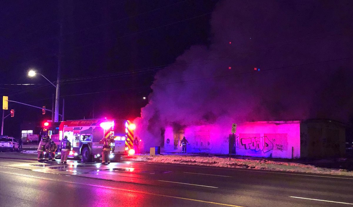 Guelph firefighters were called to the old Hamilton Corner's Garage early Saturday morning. 