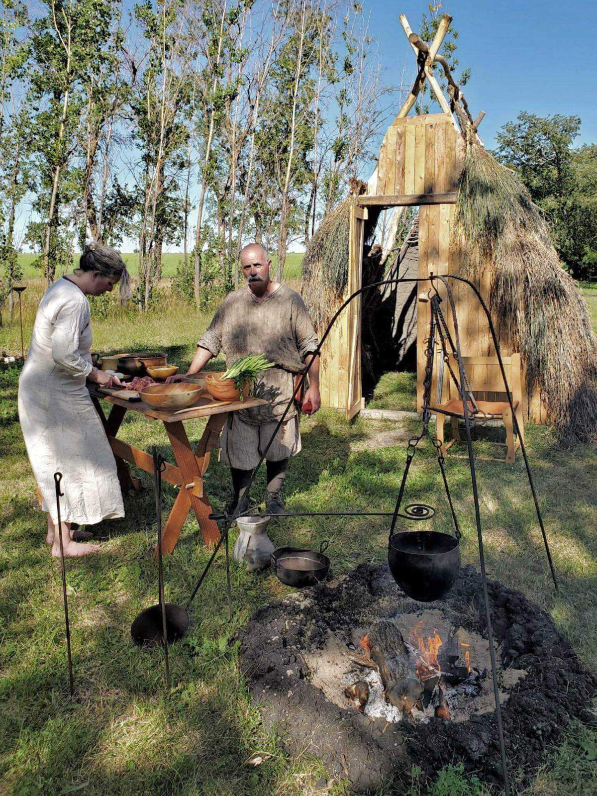 Pedro Bedard and his wife Wendy Speary built an authentic Viking hut in their backyard this summer.