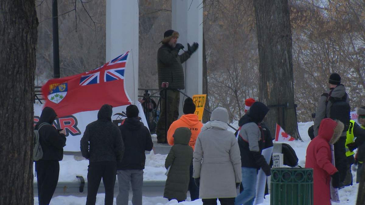 Police blocked off several streets in downtown Saskatoon Saturday in respose to a protest against public health guidelines. 