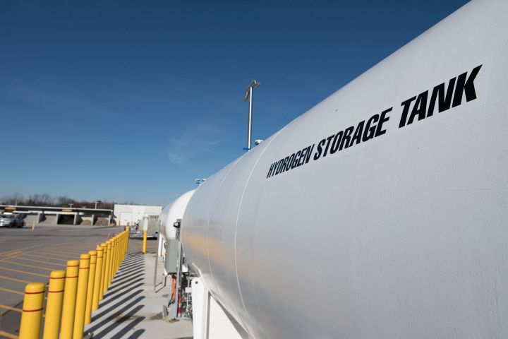 An Enbridge hydrogen storage tank is shown in this handout image in Markham, Ont. 