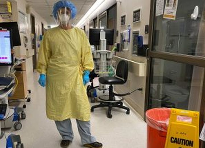 Registered nurse Lisa Gaglione says the hallways of the ICU are full of equipment.