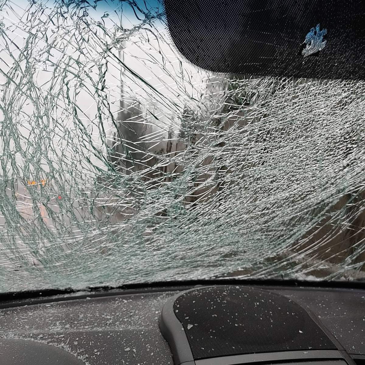 Kimberly Eastwood’s car was hit by ice falling from the Port Mann Bridge on Monday, Dec. 21, 2020.