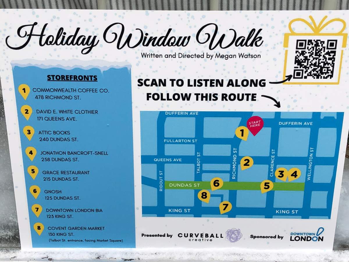 A map of the Holiday Window Walk.