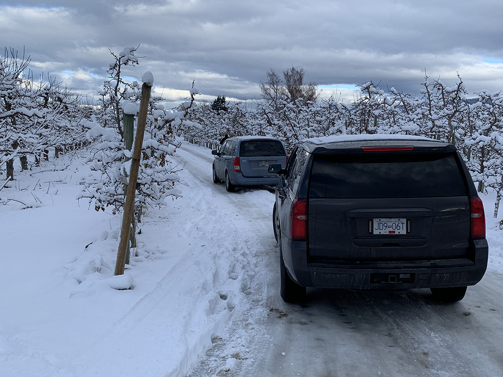 The Kelowna Fire Department said no one was hurt in an overnight garage fire along the 3500 block of Reekie Road. The home is located up this long driveway.