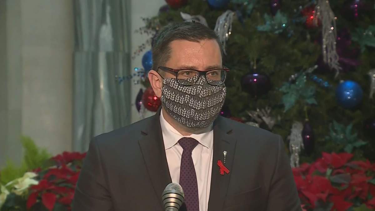 Speaking in the rotunda of the legislative building Tuesday, Saskatchewan Health Minister Paul Merriman says the coronavirus vaccine won't be mandatory.