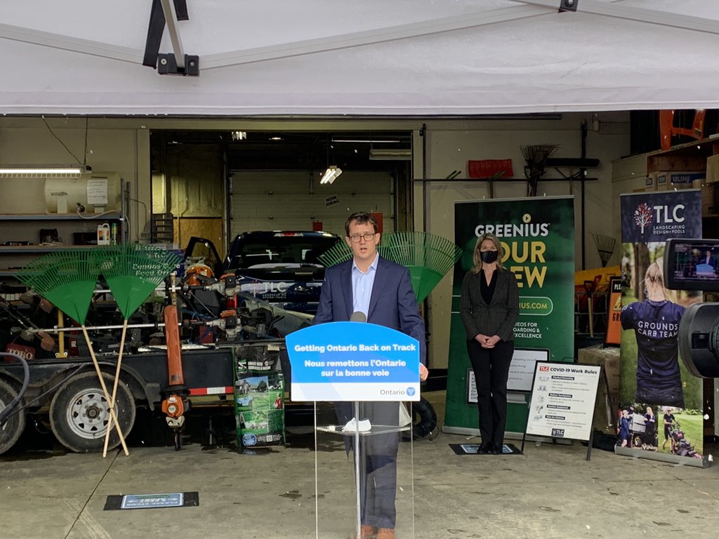Ontario Labour Minister Monte McNaughton was joined by Simcoe North MPP Jill Dunlop during Friday's announcement in London, Ont.