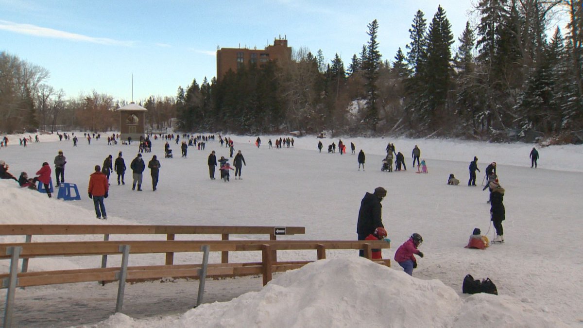The city is saying anyone who visits the Bowness Lagoon, or any popular skating spot, must keep two metres away from people who aren't in their household and wear a mask when that isn't possible.