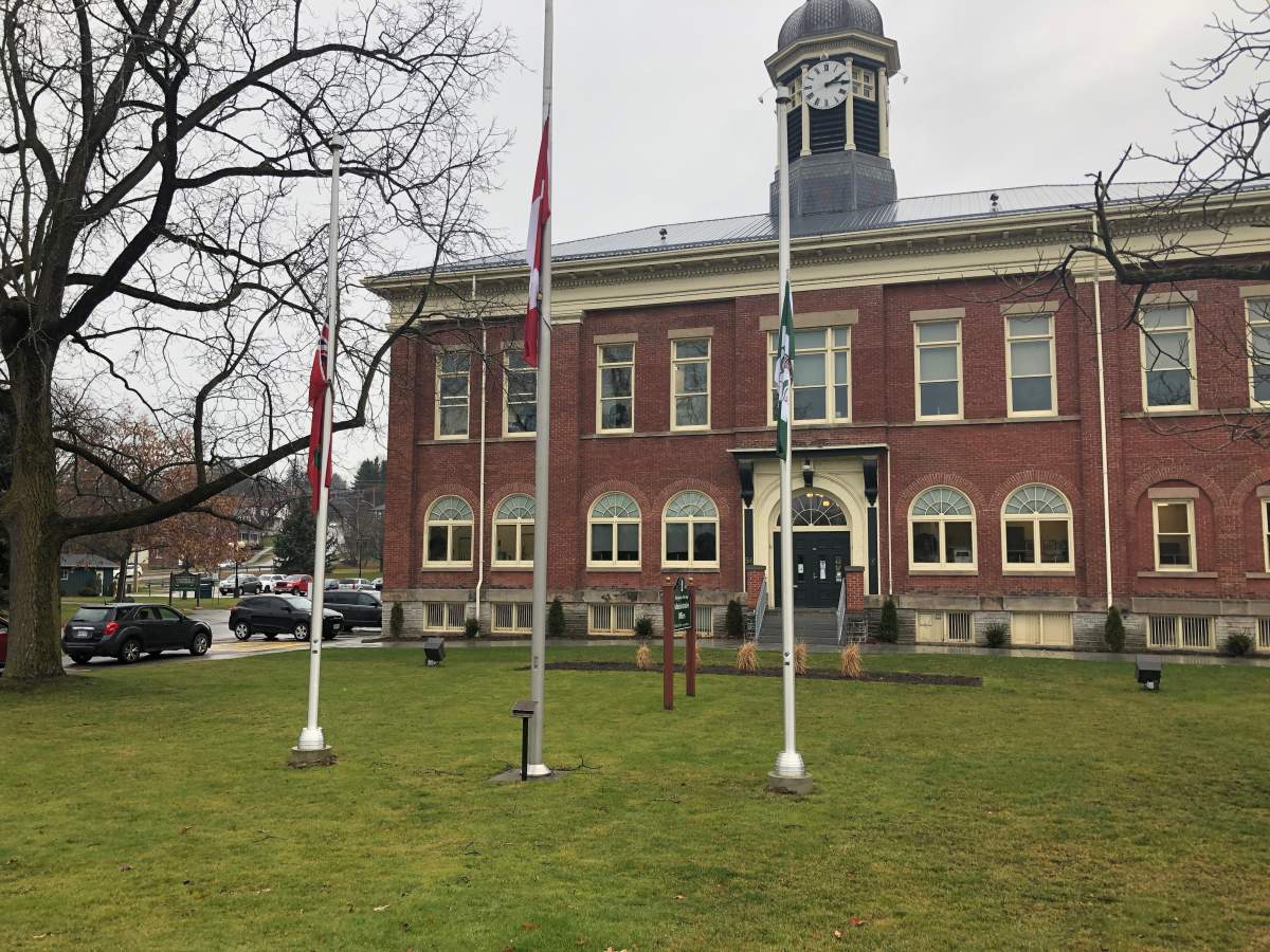 Flags at Town Hall in Port Hope are at half-staff in memory of a 12-year-old boy who died on Wednesday.
