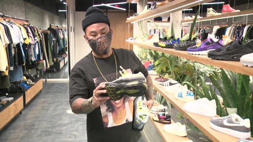 Foosh store owner Justin Der inside the sneaker and streetware store on 82 Avenue and 105 Street in Edmonton, Alta.