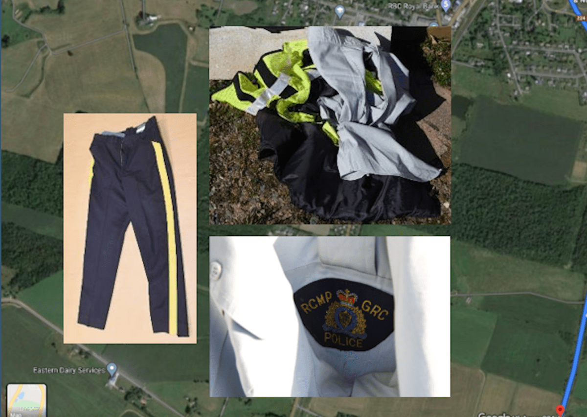 Items of police clothing discarded by the gunman during the killing spree on April 18-19, 2020.
