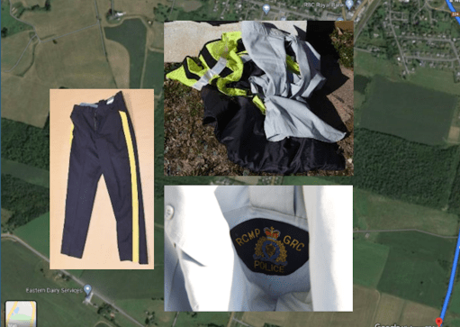 Items of police clothing discarded by the gunman during the killing spree on April 18-19, 2020.