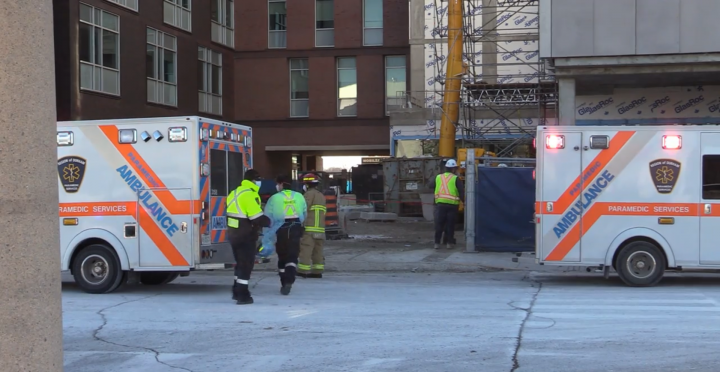 The scene of a fatal industrial accident at Ontario Tech University in Oshawa on Tuesday.
