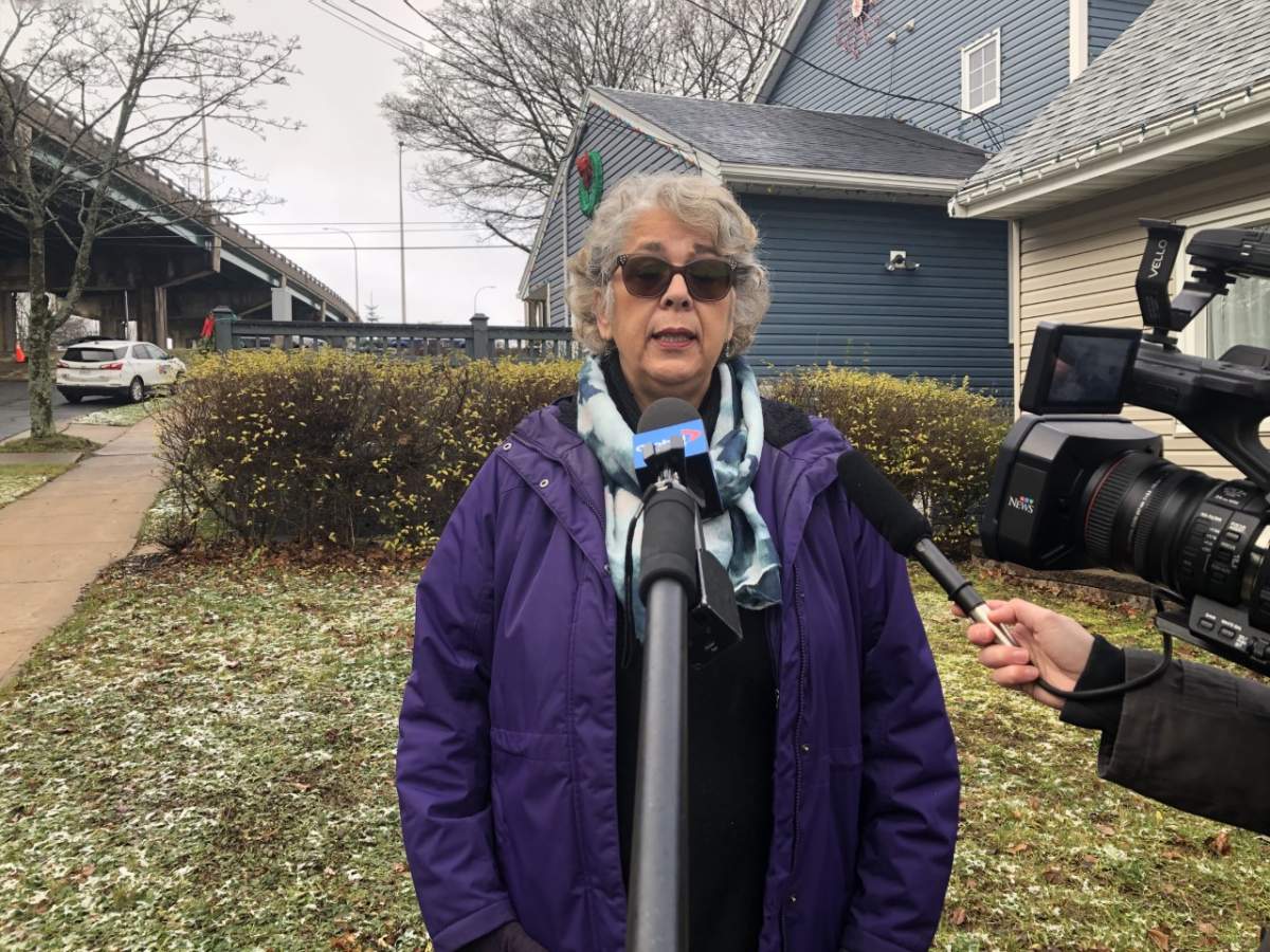 Elliott Street resident Sharon Simpson describes Wendesday’s RCMP vehicle chase and takedown outside her home in Halifax, speaking with reporters on Thurs. Dec. 10, 2020.