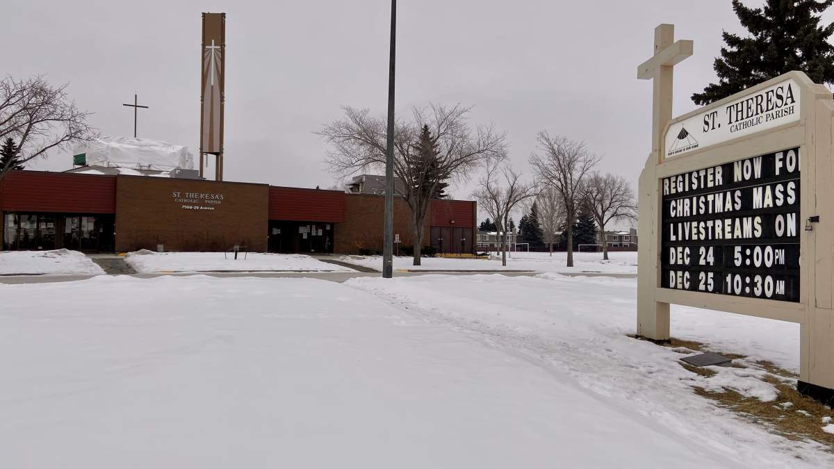 St. Theresa’s Catholic Church in Edmonton, Saturday, Dec. 26, 2020.