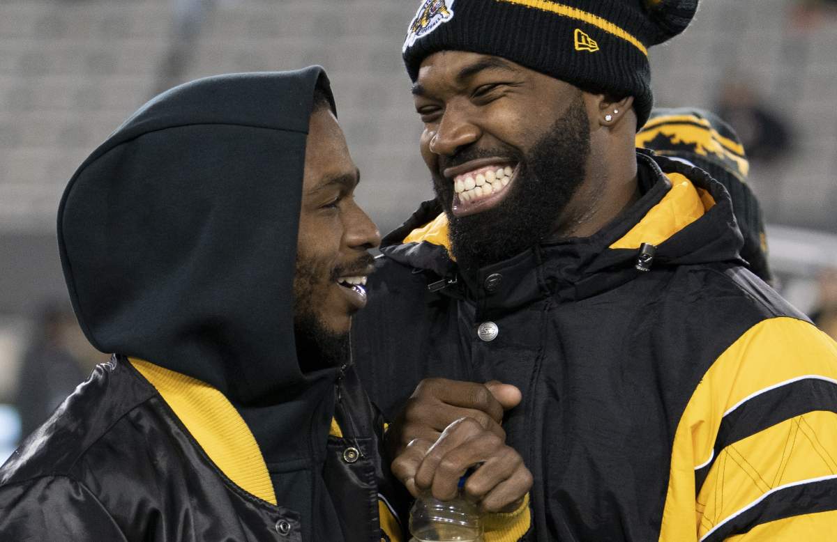 Brandon Banks, left, and Simoni Lawrence are two impending free agents on the Hamilton Tiger-Cats.