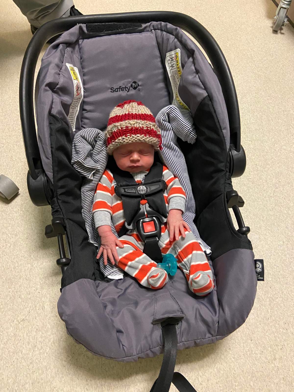 Travis going home from the hospital. Photo submitted.