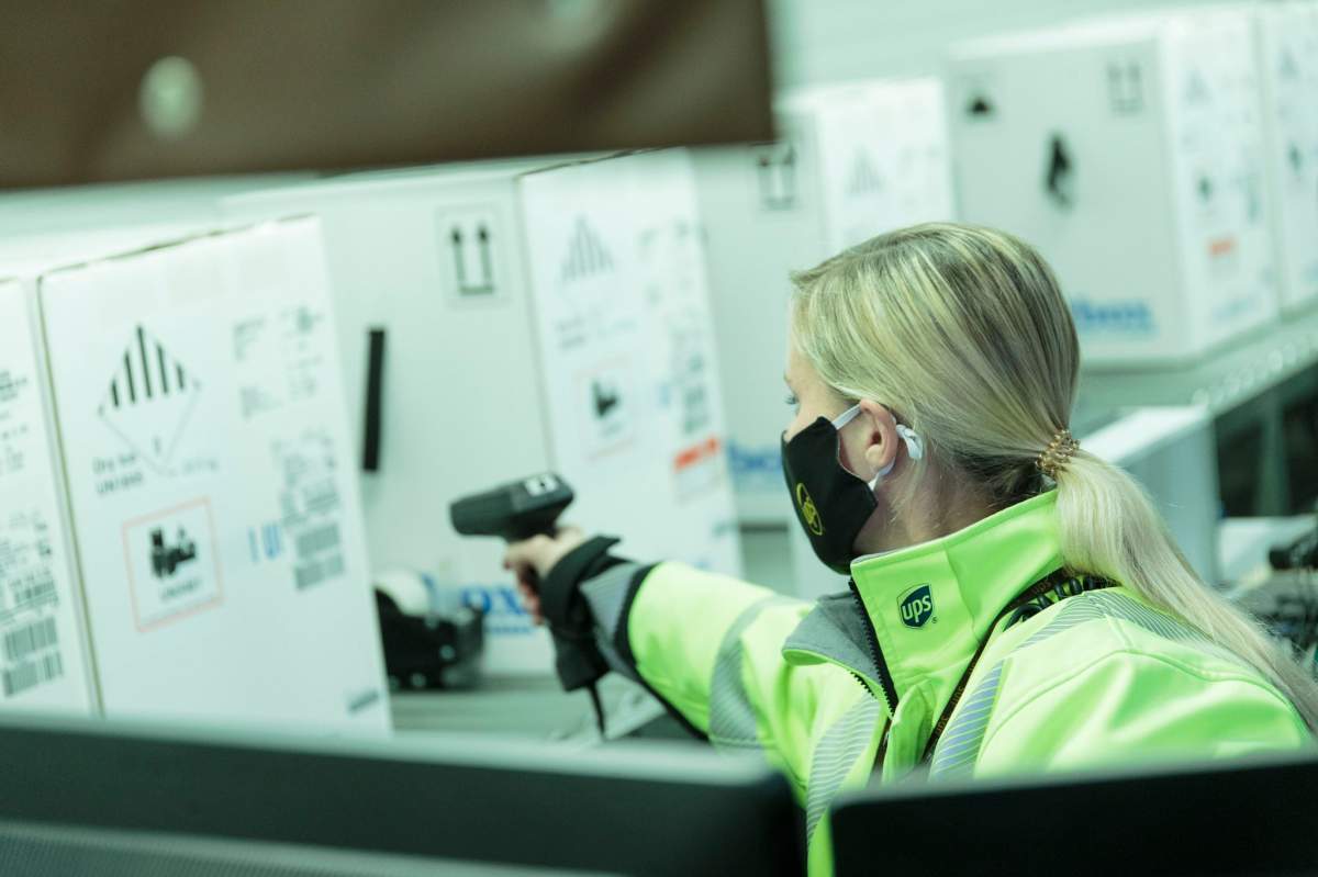 UPS Canada says the vaccines are expected to arrive in Canada next week.