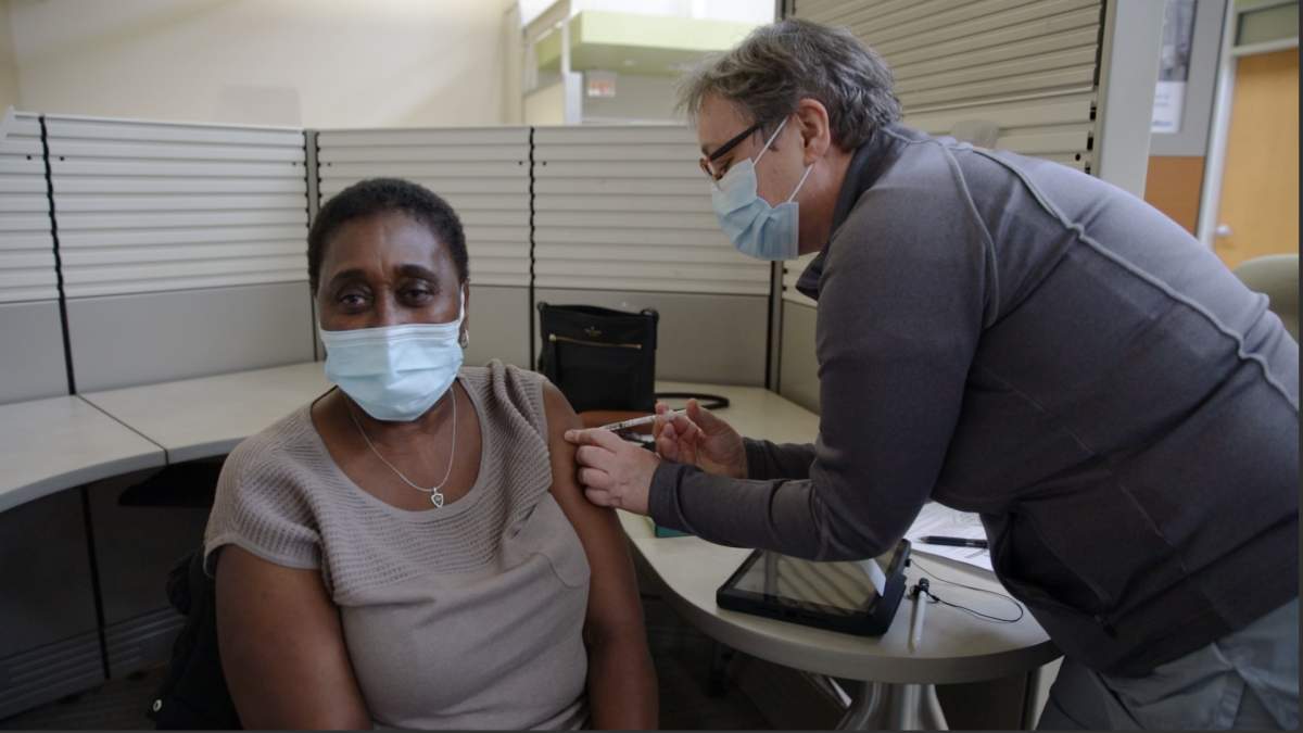 Merdina Nangle-Palmer was the first person in Hamilton to receive a dose of the Pfizer-BioNTech COVID-19 vaccine.