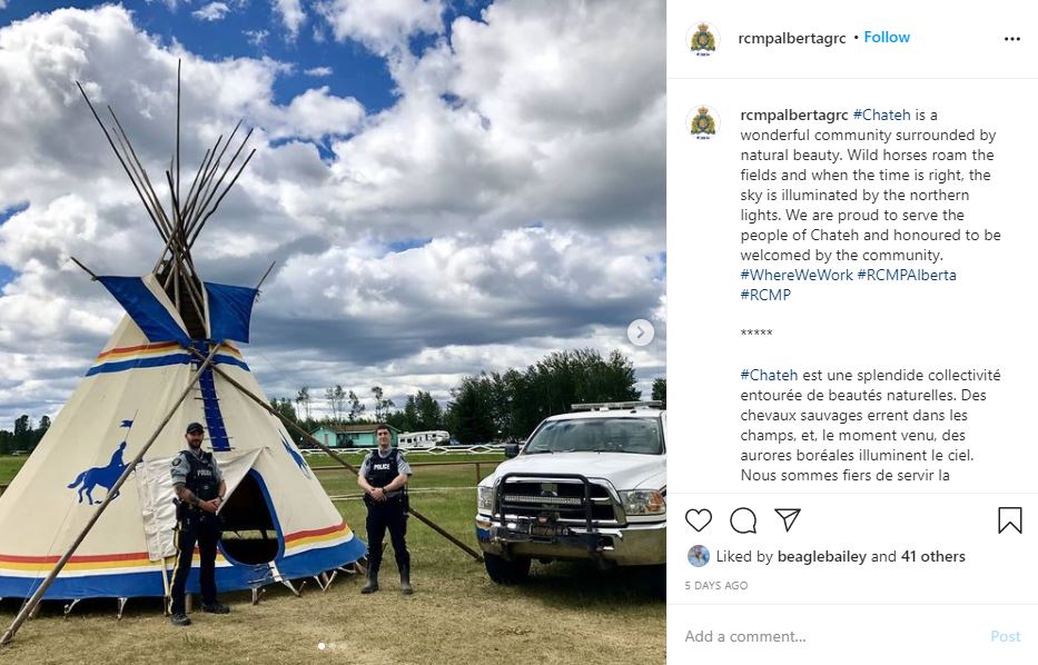 The Alberta RCMP have set up an Instagram account. 