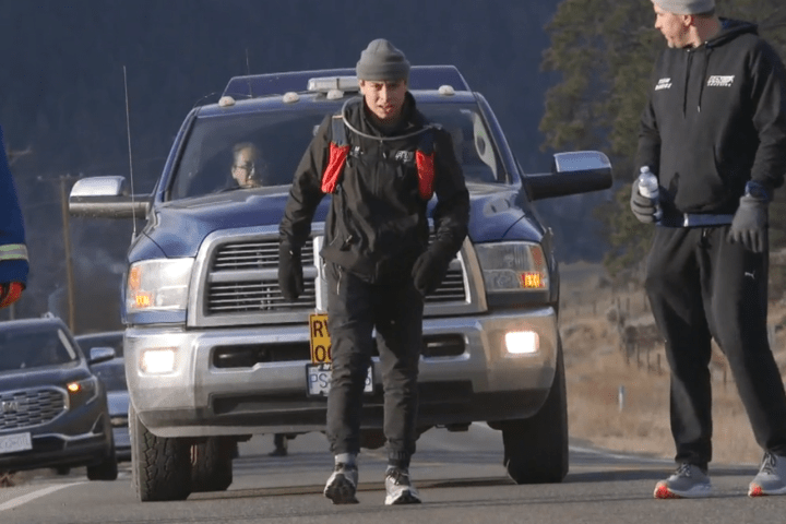 Blistered but unbowed, B.C. man runs 164 km to fund Merritt mental health program