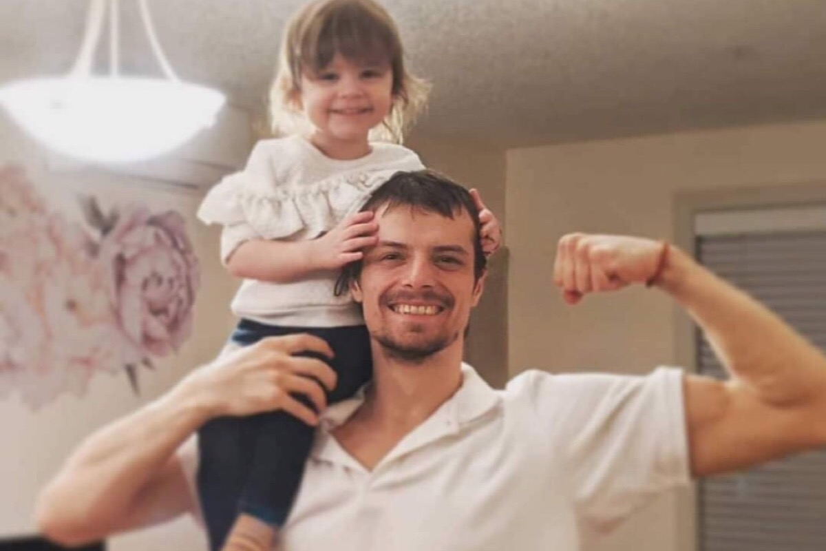 Dima Serbulenco, 34, with his daughter Zinovia.