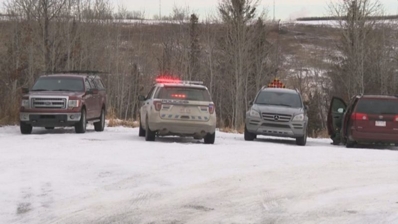 RCMP investigate a hunting accident south of Calgary on Tuesday, Dec. 15, 2020.