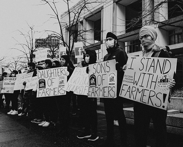 A protest took place outside Facebook offices in downtown Vancouver on Sunday.