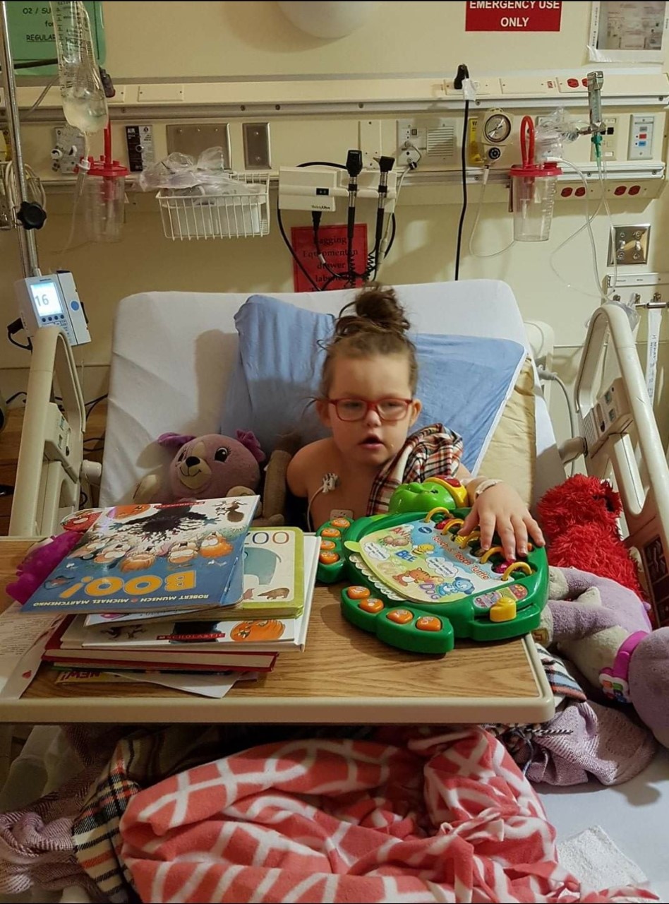 A photo of Maddy in hospital in 2017.