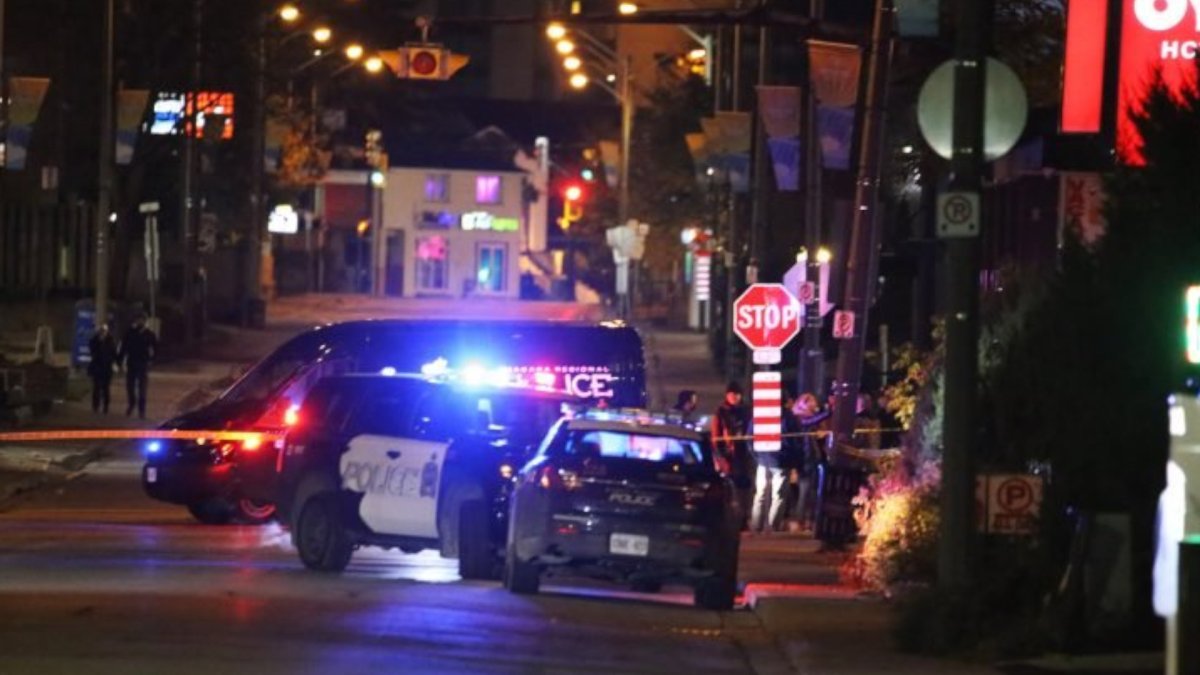 Niagara Regional police on scene near Centre Street and Ellen Avenue following a shooting on Oct. 31, 2020.