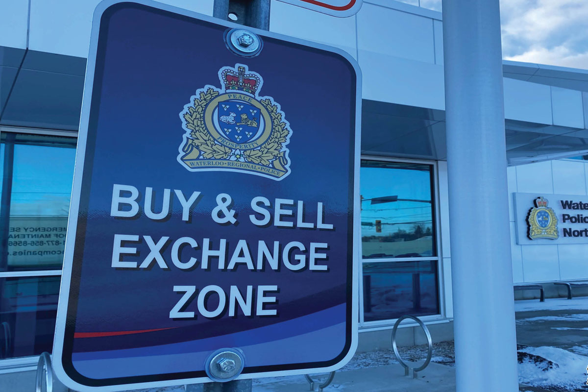 Waterloo Regional Police have set up a safe exchange zone at their North Division station, located at 45 Columbia St. in Waterloo.