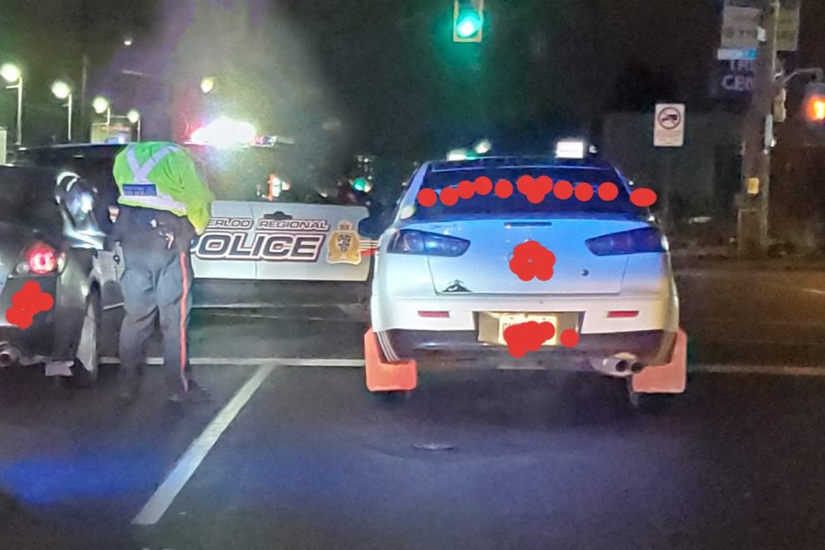 Waterloo Regional Police pulled the vehicles in Waterloo on Wednesday night.