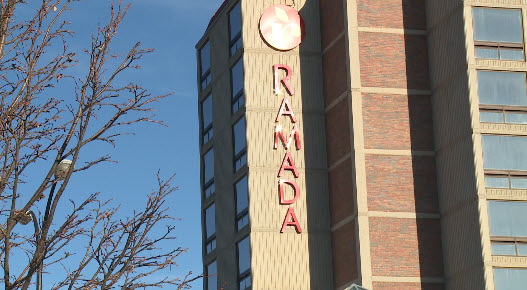 A photo of the Lethbridge Ramada Hotel.
