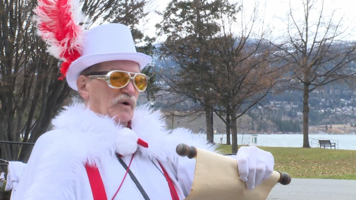 Bruce Klippenstein rehearses his proclamation for Christmas Eve. 