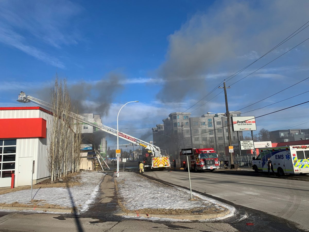 A structure fire at 106 Ave and 116 St. in Edmonton on Wednesday, Jan. 20, 2021.