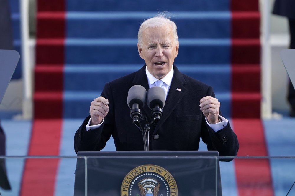 President Joe Biden speaks during the 59th Presidential Inauguration at the U.S. Capitol in Washington, Wednesday, Jan. 20, 2021.

