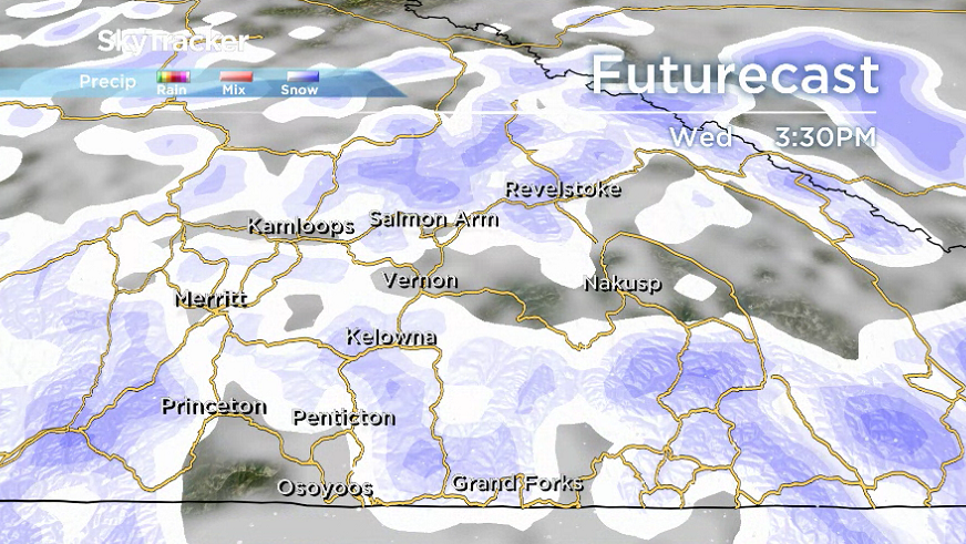 Another wave of light snow returns to the Okanagan on Wednesday.
