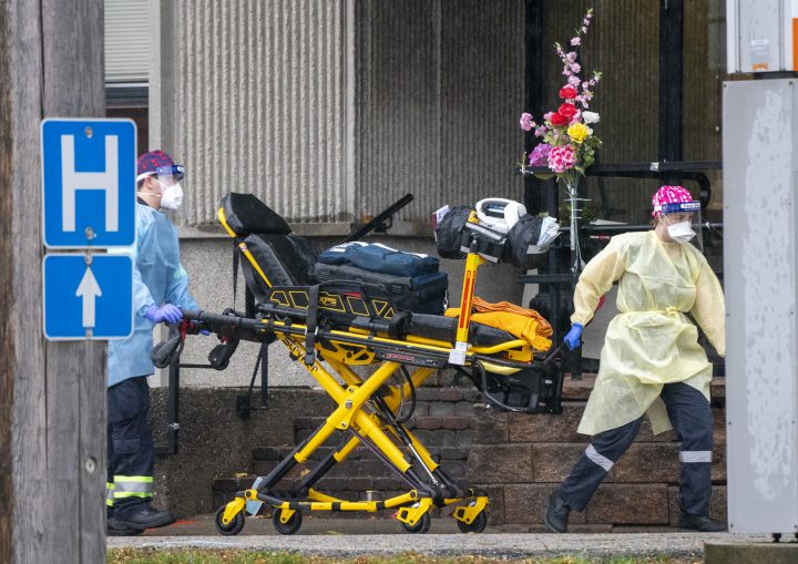 Paramedics arrive at the Rockcliffe Care Community in Toronto on Sunday November 15, 2020.