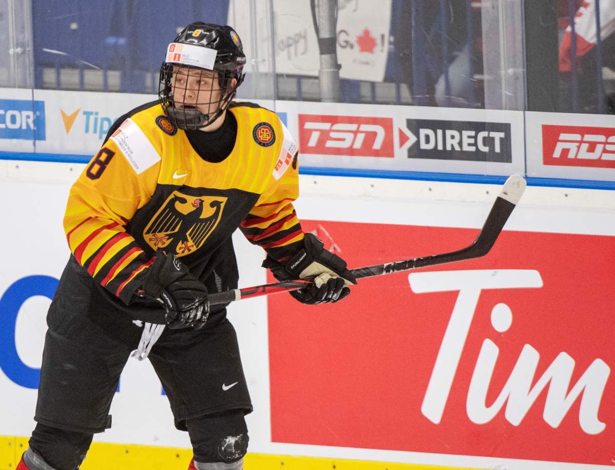 Germany's Tim Stuetzle skates during first period action against Canada at the World Junior Hockey Championships on Monday, December 30, 2019 in Ostrava, Czech Republic. Stuetzle was the Ottawa Senators' first pick in the 2020 NHL draft.