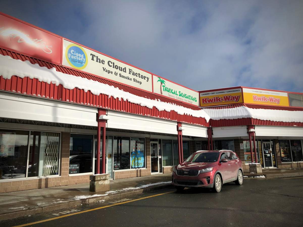 William MacEachern, co-owner of the Cloud Factory Vape Shop in Dartmouth, N.S., pictured here on Jan. 25, 2021, is challenging the constitutionality of Nova Scotia's newest restrictions on vaping.