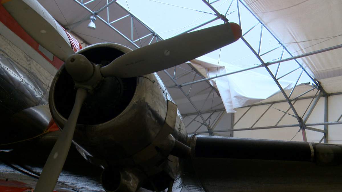 Damage at the Hangar Flight Museum in Calgary on Jan. 13, 2021.