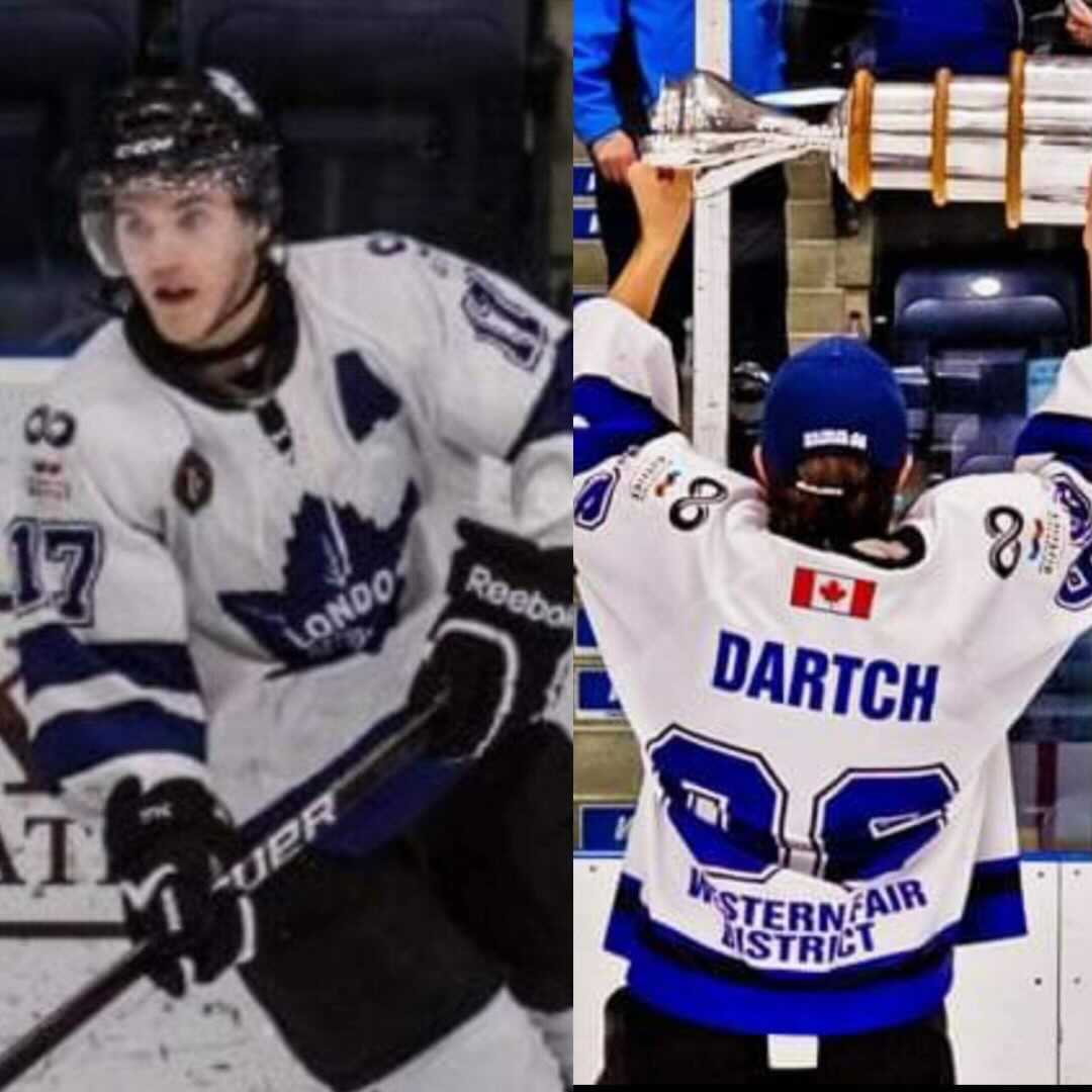 Constables Aaron Dartch and Jonathan Sims, both former junior hockey players, won a Sutherland Cup with the London Nationals in 2013.