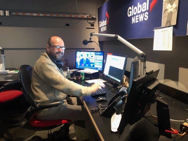 John Copsey is pictured here in the Global News Radio newsroom in Burnaby, B.C.