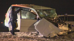 The minivan’s driver died in hospital.