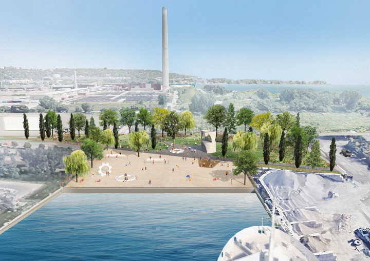 A rendering of the Leslie Slip Lookout Park in Toronto.