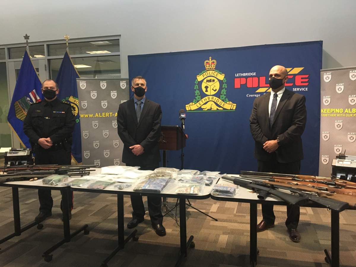 10 firearms and nearly $250,000 worth of drugs, guns and vehicles were seized in Lethbridge last week.