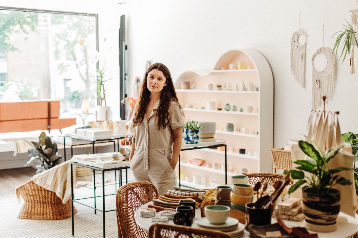Christie Pinese in her Toronto-based homeware and lifestyle shop, Rose City Goods. Photo courtesy of Pinese.